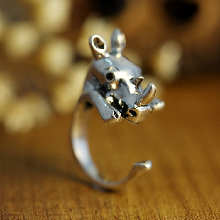 Gold And Silver Rhinoceros Animal Ring Wrap Rings on Luulla